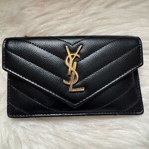 Yves Saint Laurent Black Leather Quilted Wallet